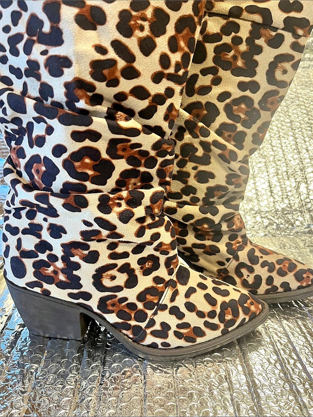 Leopard Over-the-Knee Heeled Boots US 10 Like New